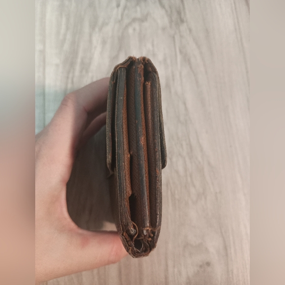 Vintage Louis Vuitton Wallet Card Holder Brown leather Made in France Authentic - Picture 3 of 14